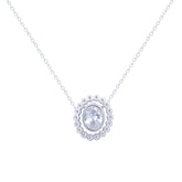 Asfour Crystal Chain Necklace With Decorative Oval Pendant In 925 Sterling Silver-NM0043